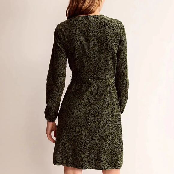 NWT Boden Harriet Cord Dress Spruce Green Black Vine Print US 14R Cottagecore - Picture 4 of 10